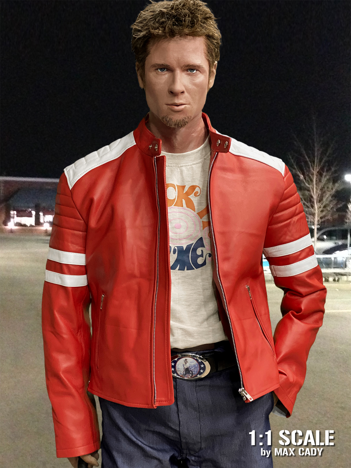 Fight Club Tyler Durden Mayhem Red Leather Jacket